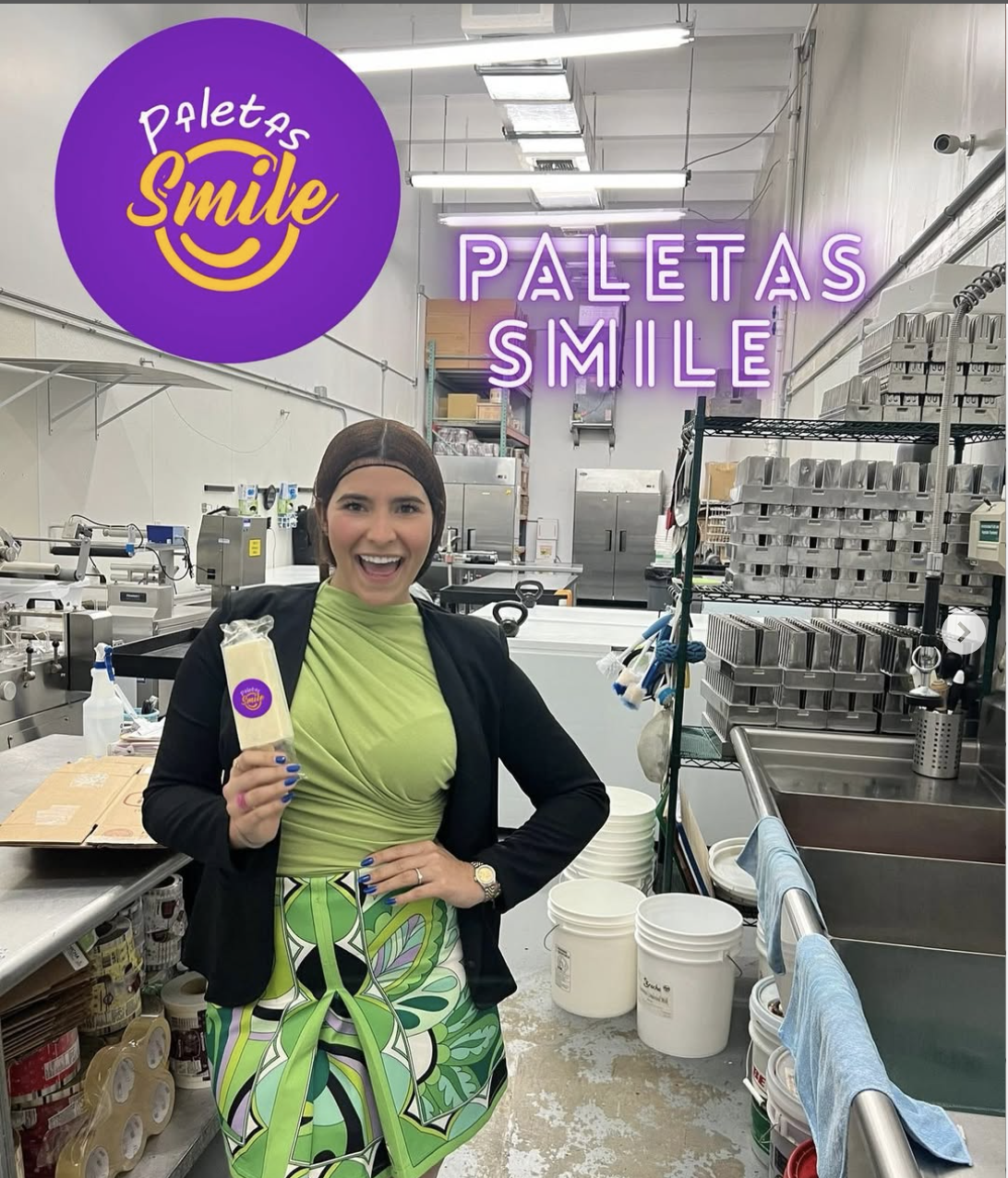 Founder of Paletas Smile in the kitchen