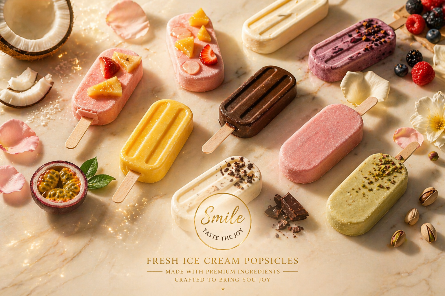 Assortment of luxury Paletas Smile popsicles